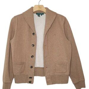 Ralph Lauren Brown Collar Long Sleeve Button Down Cardigan